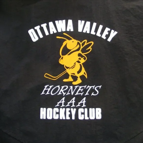 Vintage OTTAWA VALLEY AAA HOCKEY Hornets Jacket, L, #49, Black/Yellow, AAA - Picture 10 of 12